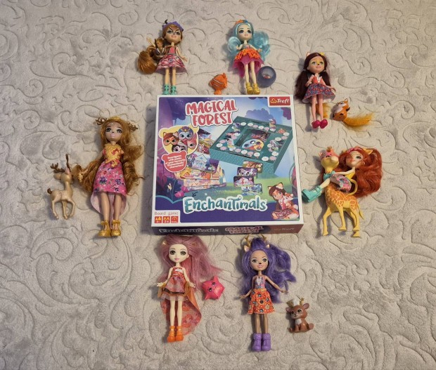 Enchantimals szett, trsasjtk+ 7figura+ kisllatok