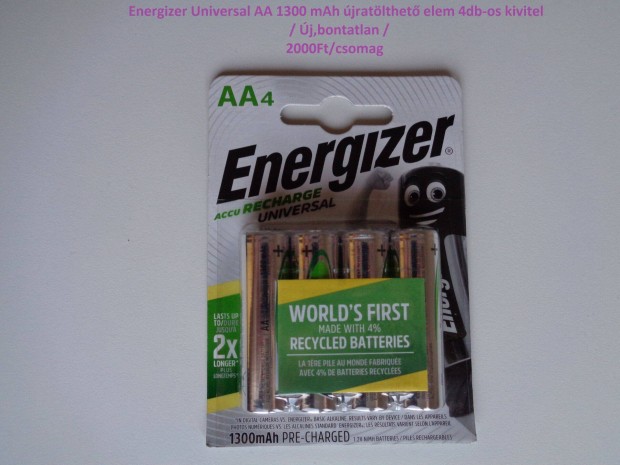 Energizer univerzlis AA 1300 mAh jratlthet elem 4db-os kivitel