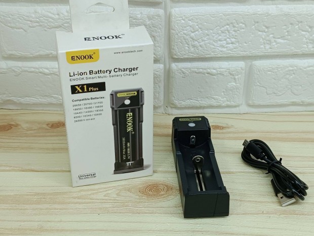 Enook X1 PLUS akkutlt 1db Ltium akku tltshez USB csatlakozval M