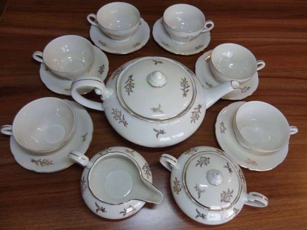 Epiag csehszlovk aranyozott porceln teskszlet 15 darabos