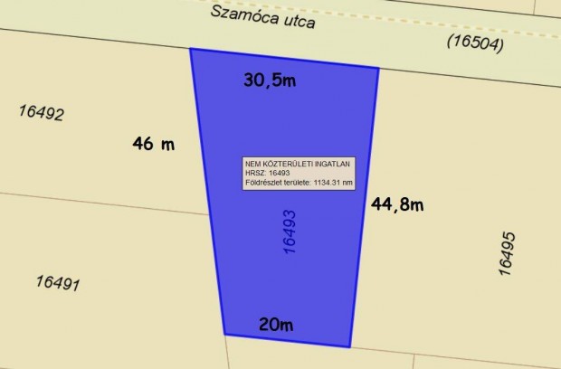 ptsi Telek Olad Plat 1143 m2, Szamca utca