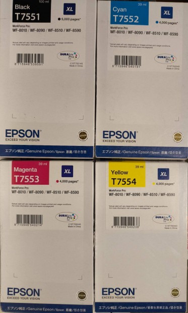 Epson nyomtat patron, festkpatron (T7551, T7552, T7553, T7554)