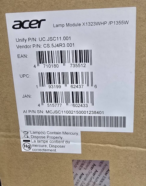 Eredeti Acer lmpa modul,izzval X1323 Whp/P1355W j