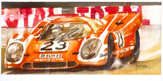 Eredeti Aut�s Festm�ny Porsche 917K 1970 Le Mans Gy�ztes gar�zsdekor