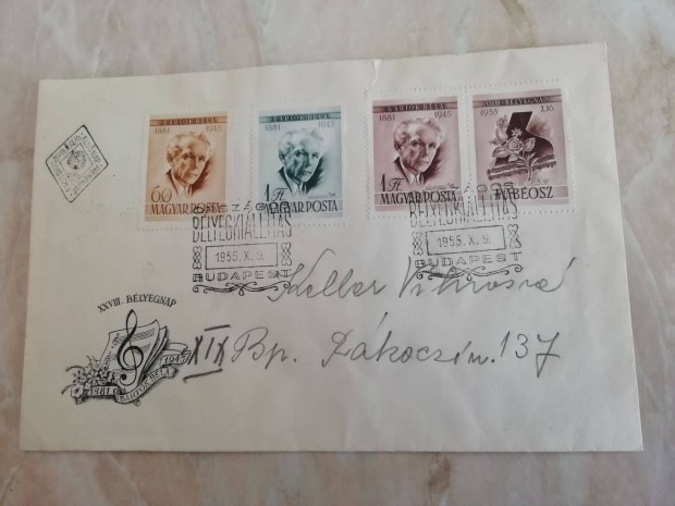 Eredeti Bartk Bla futott 1955-s FDC