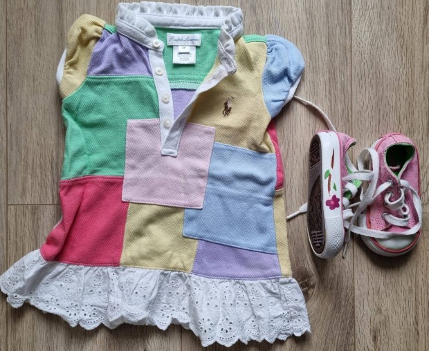 Eredeti Ralph Lauren kislny baba ruha 6 h + Converse cip 19es