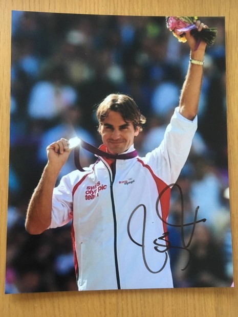 Eredeti Roger Federer alrs, dediklt fot, autogram Tenisz