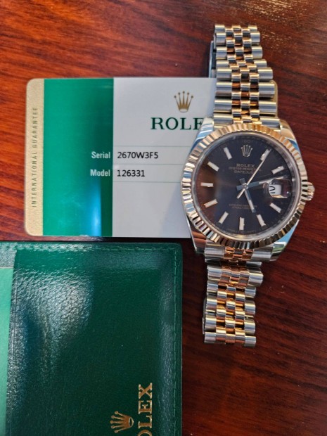 Eredeti Rolex datejust 41mm 2017-es rosegold barna szmlapos