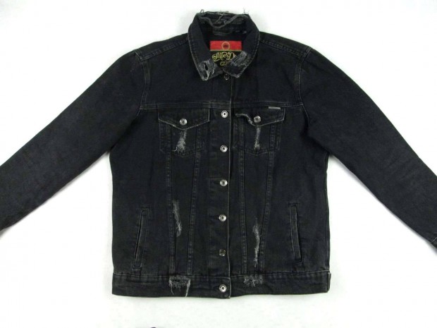 Eredeti Superdry (M - 40-Es) Női Sötétszürke Koptatott Farmerkabát