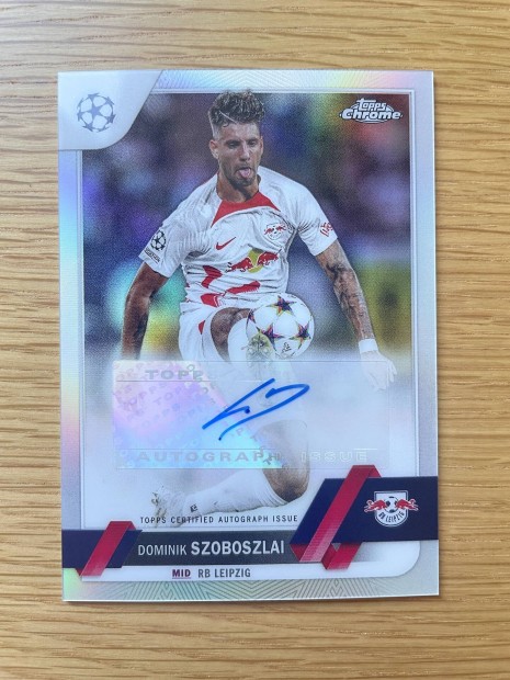 Eredeti Topps Szoboszlai Dominik Dediklt Alrt Autogramm Krtya Lap