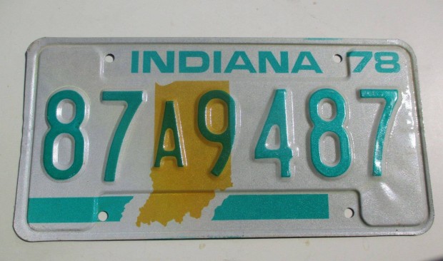 Eredeti dombornyomott 1978-as USA rendszm Indiana llambl elad!