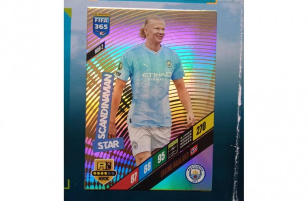 Erling Haaland Panini Fifa 365 2024 Scandinavian Star kártya