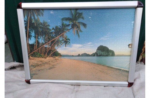 Erős nehéz szép fémkeretben puzzle kép 56x80 cm