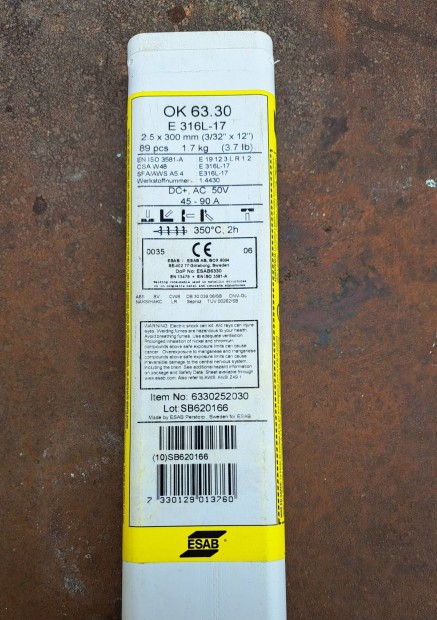 Esab OK-63-30 2.5 savll elektrda (inox) 