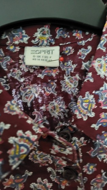 Esprit 42-es bordó, virágos női blúz.
