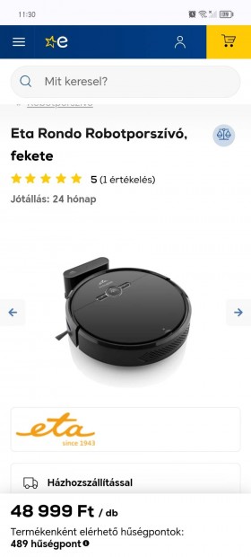 Eta Rondo robot porszívó és felmosó egyben