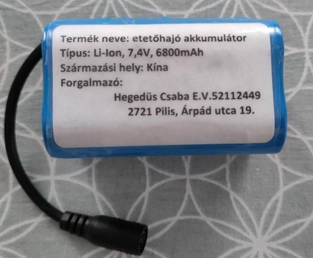 Etetőhajó akkumulátor Akció! 6800mAh