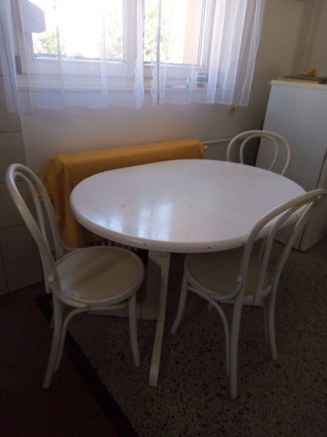 Étkezőasztal asztal 4 db thonet székkel fehér eladó