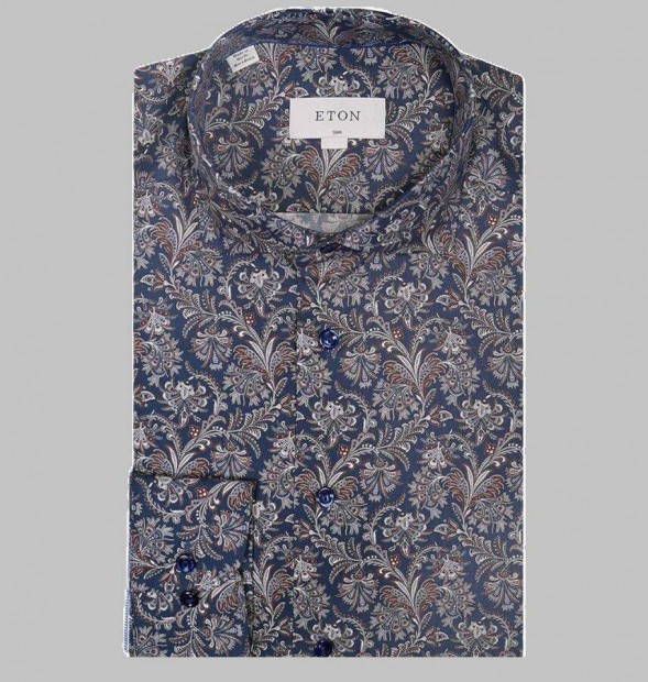 Eton Paisley Print ST Ffi Skandinv Slim Luxus Ing - j - 40 - 200Eur