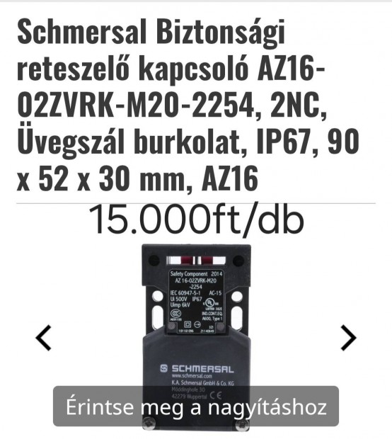 Euchner NZ1VZ 538E-M biztonsgi kapcsol 