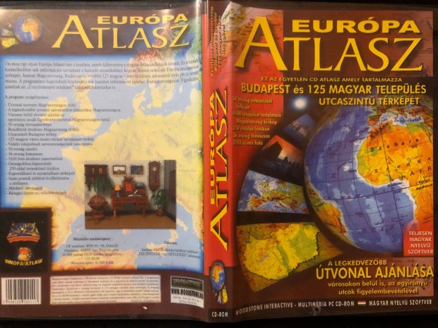 Európa atlasz (Budapest és 125 település utcaszintű térképe) PC