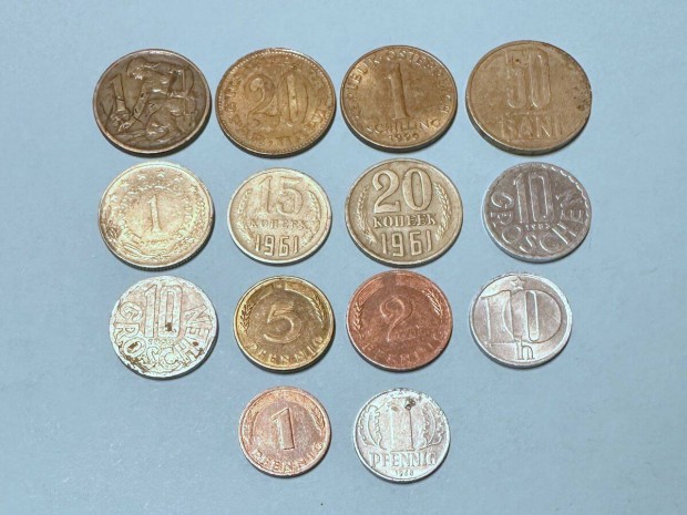 Európai érme 14 db NSZK jugoszláv CCCP csehszlovák NDK osztrák szovjet