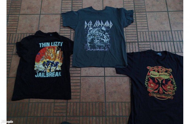 Europe Thin Lizzy Def Leppard rajongi Rock motoros pl L XL 3db