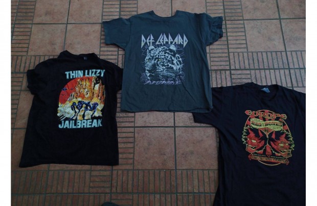 Europe Thin Lizzy Def Leppard rajongi Rock motoros pl L XL 3db