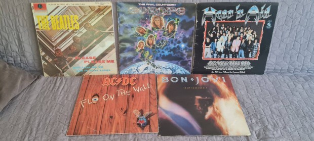 Europe, AC DC, Bon Jovi, Beatles, Hear N AID bakelitek