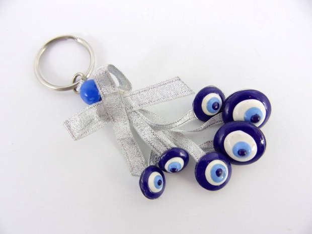 Evil Eye Greek Glass Keychain kulcstart