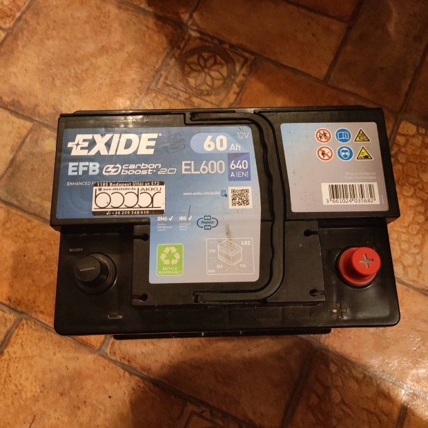 Exide 12v 60AH start-stop EFB jobb+ 640A