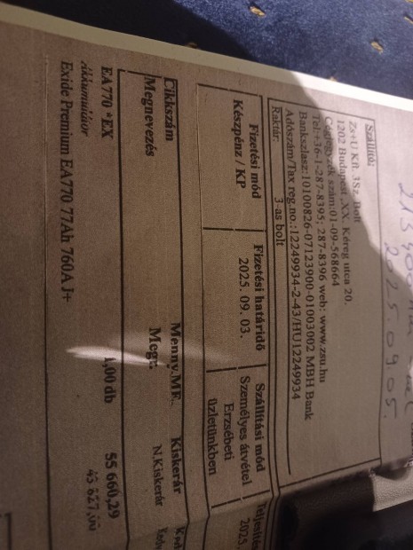 Exide EA 770  77Ah 760A  carbon akksi 5 h�nap garival