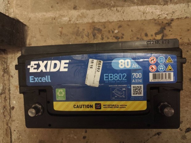 Exide Excell 80Ah 700A jobb+ aut akkumultor