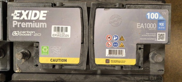 Exide Premium 12V 100Ah 900A jobb+ autó akkumulátor (EA1000)