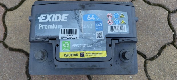 Exide premium 64aH akkumultor, 1.5 ves, kifogstalan llapotban 