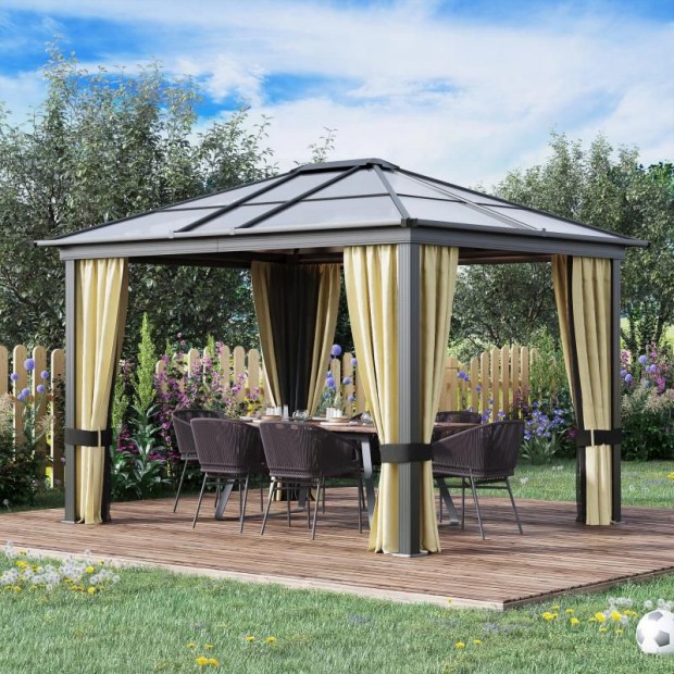 Exkluzv Alumnium Pavilon Pergola Polikarbont Tetvel 3x3,6 m