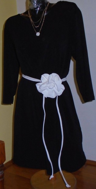 Extra R! H&M moletti elegns 3/4-es ujj fekete ruha XL