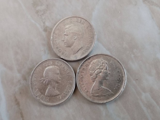 Ezüst 25 centes 3 féle Kanadai régi darabok
