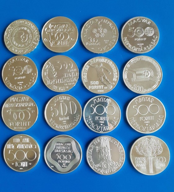 Ezüst 500Ft, 500 Forint, 500 Ft, ezüst 200, ezüst 5 Forint