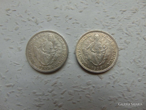 Ezst Madonns 2 peng 1929 - 1938 LOT ! 02 Kp szerinti llapot