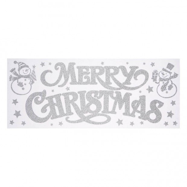 Ezst Merry Christmas matrica 20x60 cm