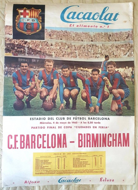 FC Barcelona Aranycsapat Kubala Czibor VVK-Dnt 1960 plakt
