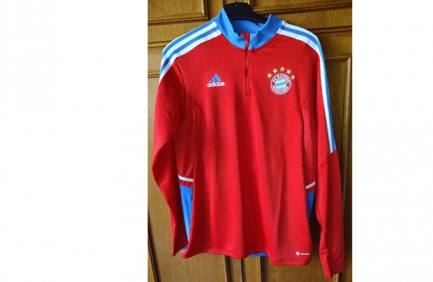 FC Bayern München piros kék eredeti adidas cipzáras nyakú felső (L)