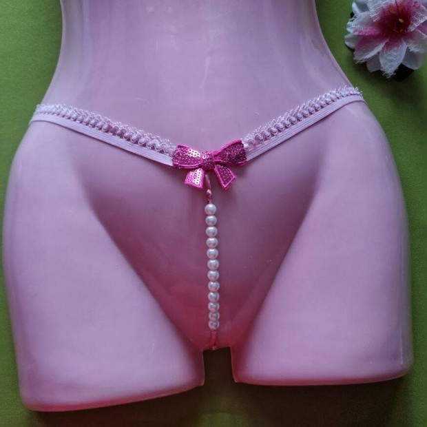 FEN55C - Ni fehrnem - Pink masnis, gyngys G-string tanga bugyi