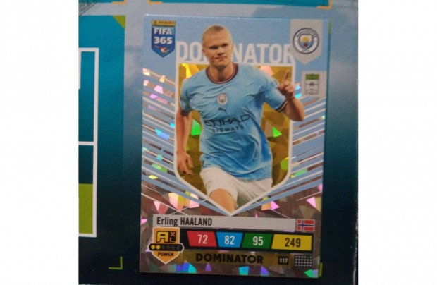FIFA 365 2023 Adrenalyn Haaland Dominator focis kártya