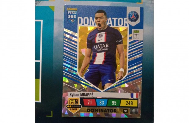 FIFA 365 2023 Adrenalyn Mbappé Dominator focis kártya