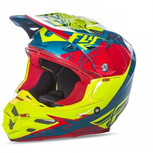 FLY RACING F2 Carbon Mips Retrospec 2017 Piros/Hi-Vizion S