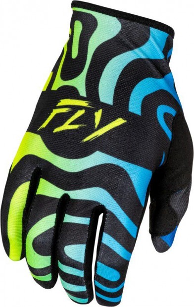 FLY RACING Lite S.E. Zen kesztyű - Fekete/Kék/Magas láthatóságú