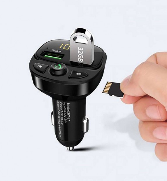 FM Transmitter QC 3.0 2 USB töltő Bluetooth 5.0 Fm adó