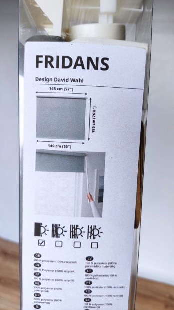 FRIDANS Sötétítő roló, szürke, 140x195 cm IKEA Új!